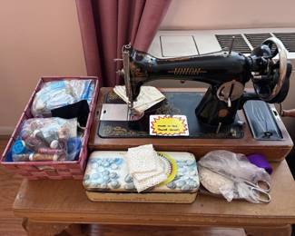 Union sewing machine - made in the Soviet Union. Comes with sewing supplies