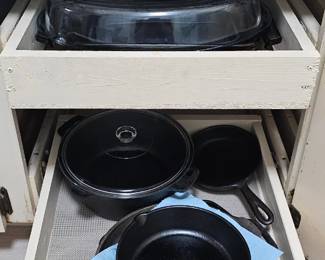 Cast iron pots and pans