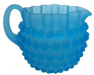 Vintage Blue Satin Hobnail Ruffled Edge Creamer