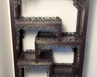 Chinese Carved Hongmu Display Cabinet
