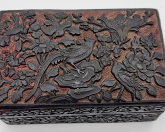 Antique Chinese Carved Laquer Box 1890-1920