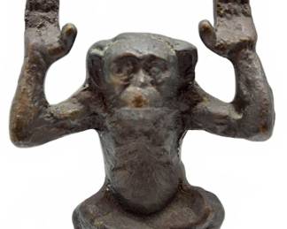 Vintage Bronze Monkey Card or Pen Holder Stand