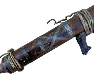 Antique Native American Wooden Flute With Case