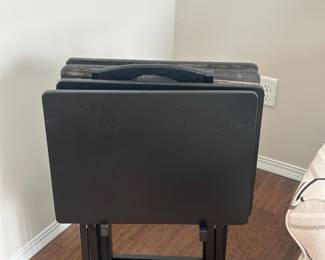 Nice heavy wood tv tray set