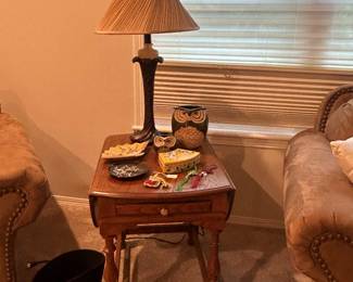 Solid wood drop leaf end table