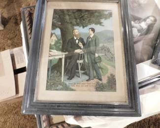 Antique German Lithograph Father and His Son