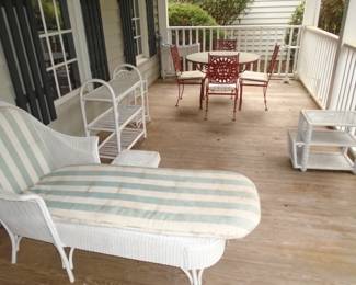 Wicker furniture on the front porch