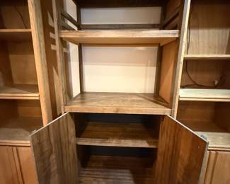 Vintage Wood Entertainment Center / Wall Unit with Shelving & Storage