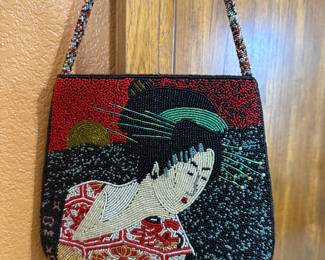 ✨ Vintage Hand-Beaded Evening Purse with Asian-Inspired Design