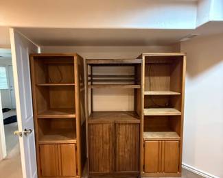 Vintage Wood Entertainment Center / Wall Unit with Shelving & Storage