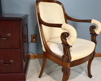 VINTAGE FRENCH SCROLL ARMCHAIR