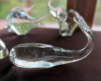 MID CENTURY ART GLASS WHALE