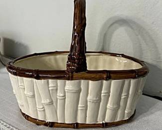 fitz and floyd bamboo look pottery basket