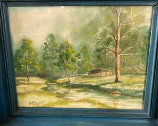 Approx 12x14 framed watercolor by Billie Wilson