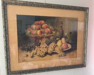 Early framed still life with wavy glass 23x30