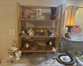 Vintage Coffee grinders, ceramic animals, Christmas Publix shakers, cake plates, etc.
