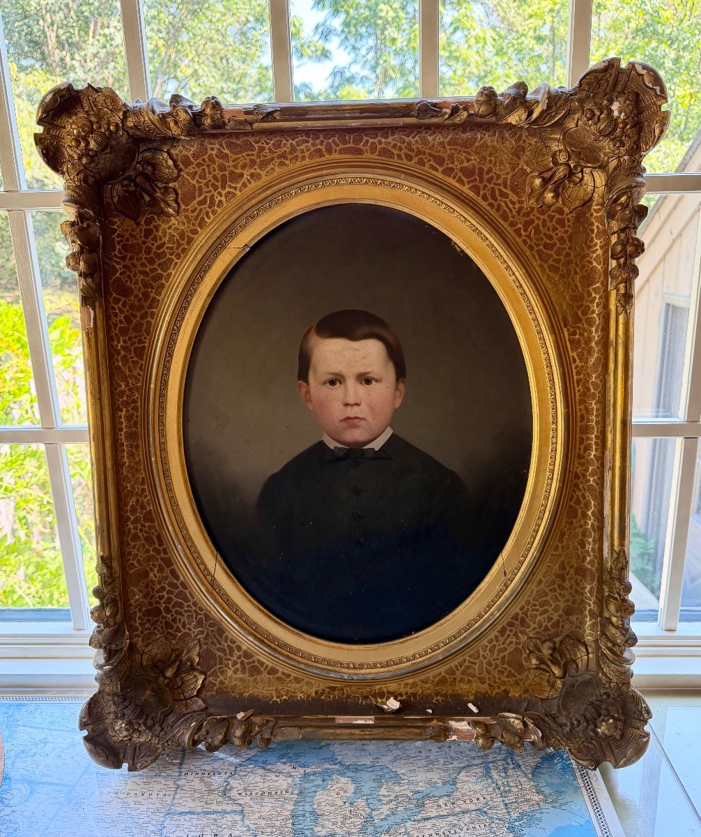 Antique Oil Painting Of Young Boy~$395