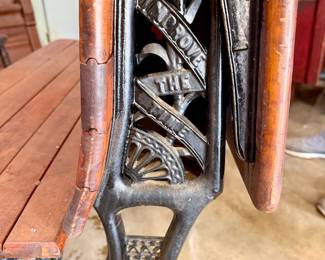 Antique Wood/Cast Iron Fold Down Desk~$150.00