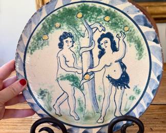 Turtlecreek Pottery Redware Adam & Eve Plate~$60.00