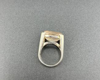 Heavy Sterling Silver and Pink Quartz ring