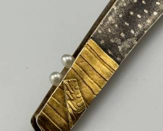 Sydney Lynch studio jewelry brooch, 24k gold, sterling, pearls - purchase at philadelphia museum of art craft show