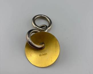 Roz Balkin signed drop/pendant sterling and brass