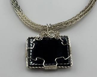 Sterling silver and Onyx Statement Necklace, Purchased at Dandelion boutique