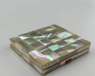 1950s mint condition mother of pearl compact
