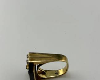 14k gold ring with diamond, semiprecious stones
