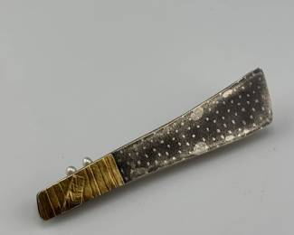 Sydney Lynch studio jewelry brooch, 24k gold, sterling, pearls - purchase at philadelphia museum of art craft show