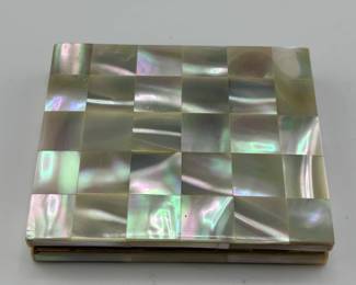 1950s mint condition mother of pearl compact