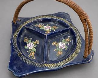 Cobalt Divided Handled Serving Tray JAPAN