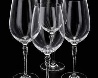 Clear Glass Textured-Stem Wine Glasses Qty 4