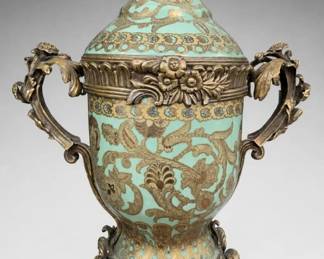Chinese Turquoise Covered Decorative Urn