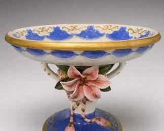 Victorian Decorative Floral Ceramic Compote