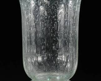 Textured Clear Aqua Glass Vase