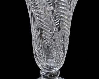 Towle Crystal Leaf-Pattern Pedestal Vase