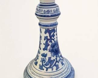 Blue-and-White Ceramic Pedestal Candle Holder