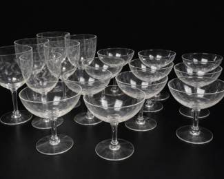 Etched Leafy Stemmed Glasses