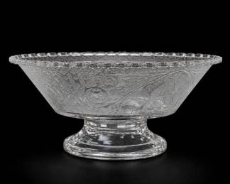 Clear Glass Floral Scroll Pedestal Compote
