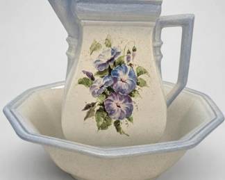 Cash Family Floral Motif Pitcher & Basin Set