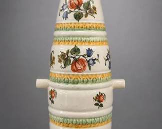 Italian Floral Ceramic Handled Wine Decanter