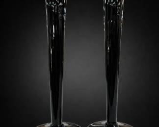 Black Glass Candlestick Holders