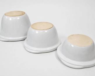 White Glazed Ceramic Nesting Bowls Heavy