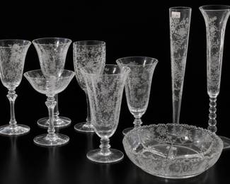 Etched Floral & Leafy Glassware Collection