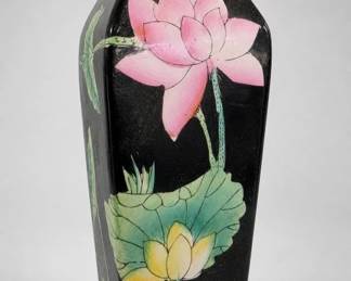 Black Lotus Floral Ceramic Vase