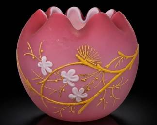 Decorative Pink Webb Glass Satin Rose Bowl