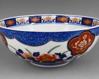 Imari-Style Floral Footed Serving Bowl