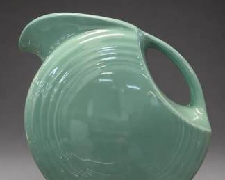 Fiesta Green Glazed Ceramic Disc Pitcher