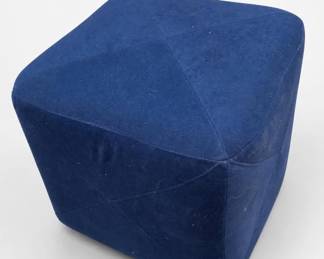 Blue Faceted Upholstered Ottoman